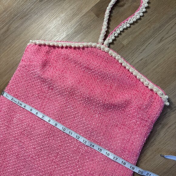 Tuckernuck Petra Mini Dress size XL Pink Tweed & Pearl Hyacinth House halter - Picture 10 of 14